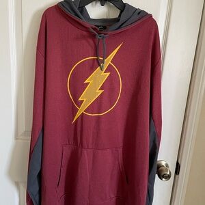 DC The Flash Maroon and Gray Hooded Pullover with Yellow Accent